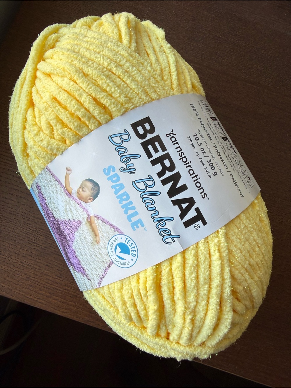 Bernat Baby Blanket Plush Yarn Sparkle - Sunshine Sparkle Yellow